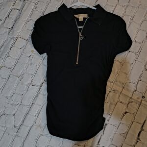 MICHAEL Michael Kors Black Zipper Polo Xs
